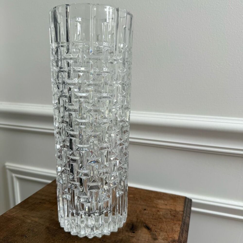 Vintage Art Glass Crystal Vase by Jiri Repasek Union 1970 10”